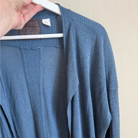 Anthropologie Blue Open Front Lightweight Cardigan Duster Long Sweater Medium - Picture 8 of 9
